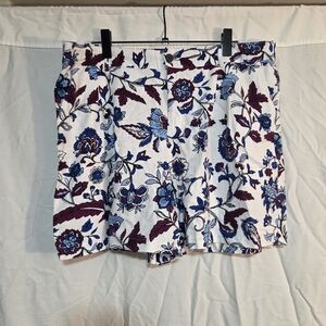 Liz Claiborne Plus Sz 18 Linen Blend Floral Print Mid Rise Shorts NWT